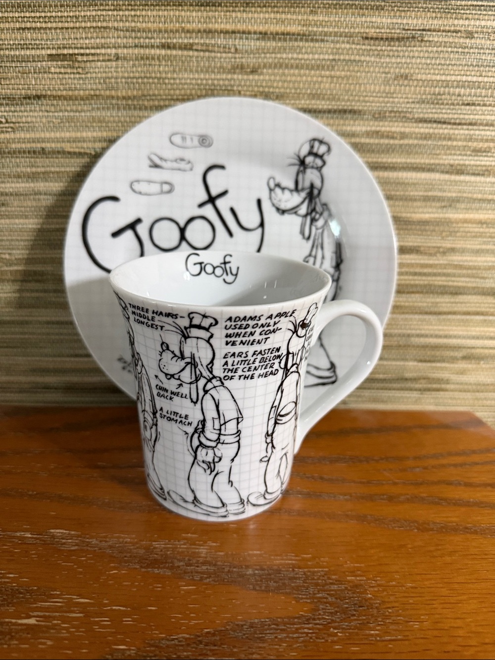 Disney Sketch book 2007 Black & White Goofy Character Mug and Plate